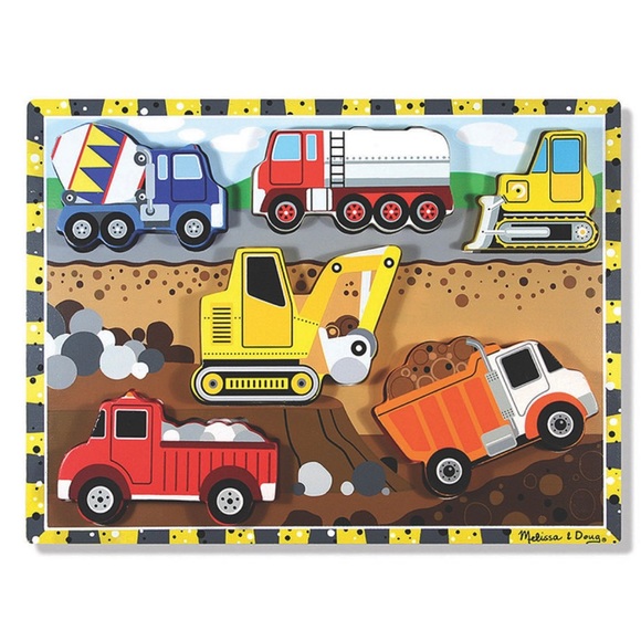 Melissa & Doug Other - 🔴Melissa & Doug Construction Chunky Jigsaw Puzzle Crafted by Hand for Baby Kids